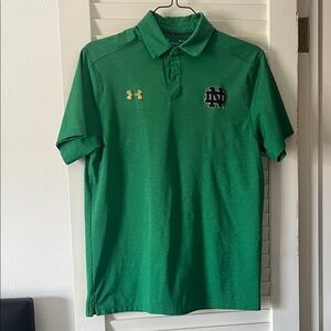 Under Armour Green Polo with Gold Notre Dame logo